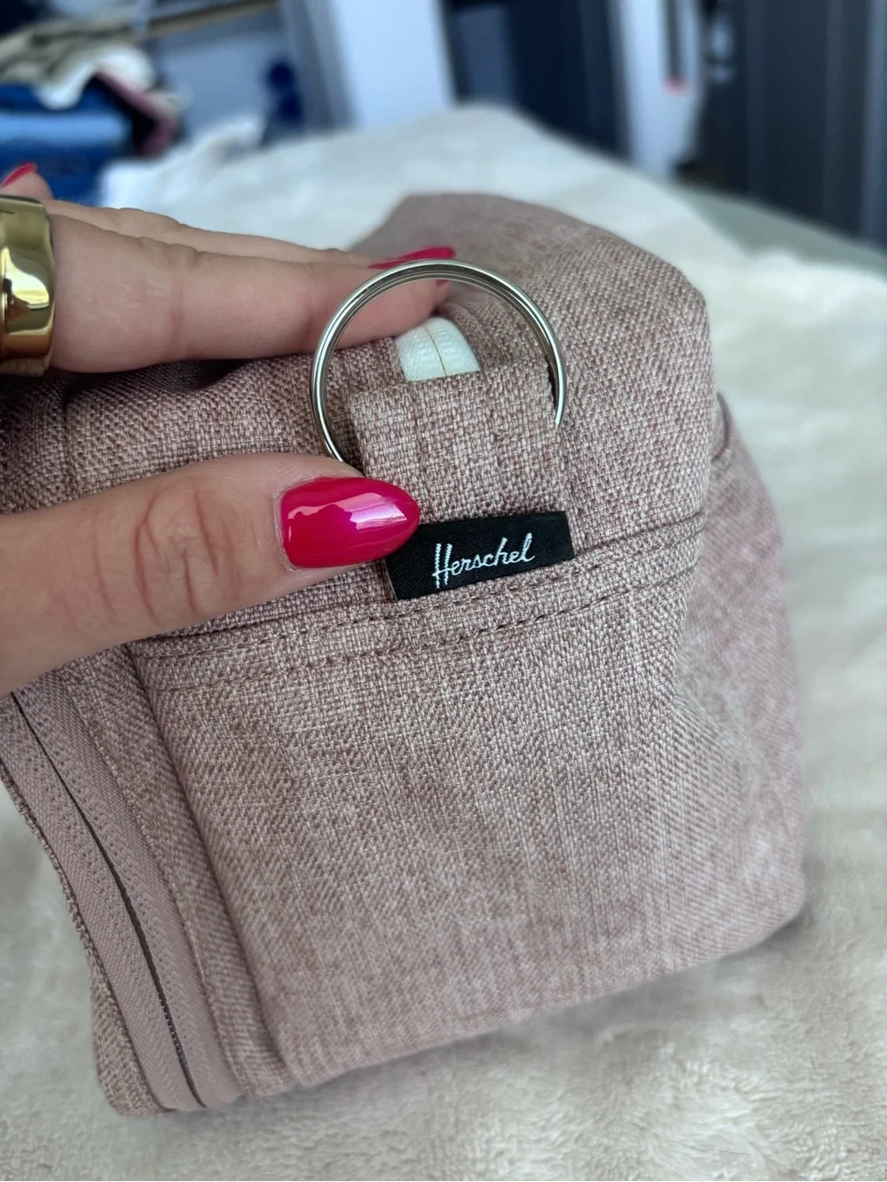 Herschel Dusty Rose Canvas Travel Pouch
